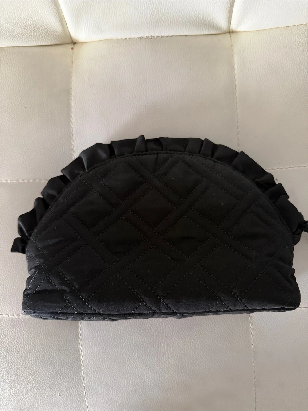 Vera Bradley Black Quilted Ruffle Makeup Pouch